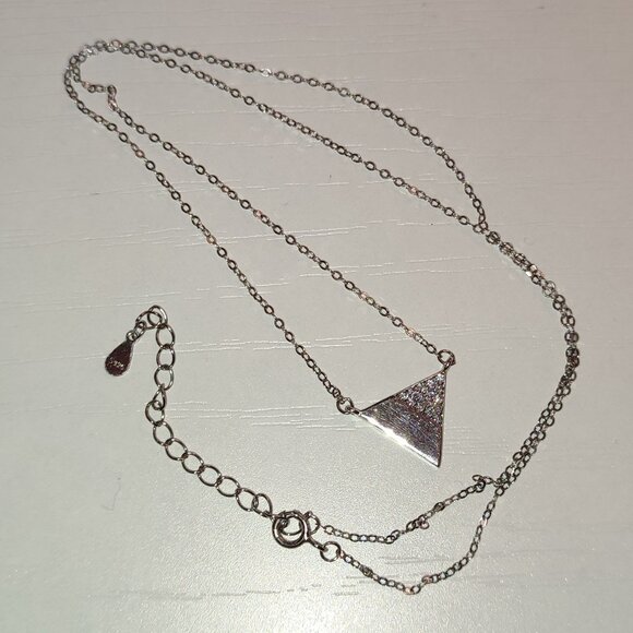 S925 Triangle Zirconia Charm Necklace Pendant Vintage Elegant Classy - Picture 1 of 12